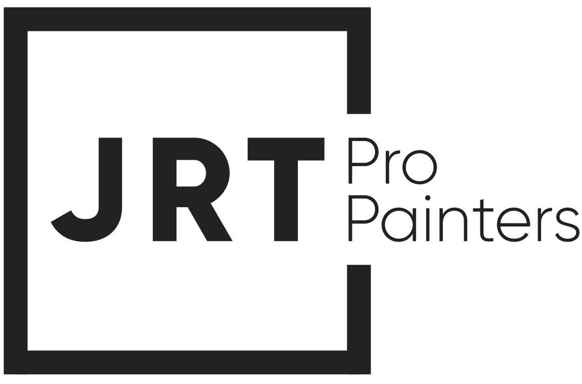 This is an image from JRT Pro Painters, located in New Jersey. The logo for JRT Pro Painters features bold modern lettering inside a minimalist square frame representing professional painting services.