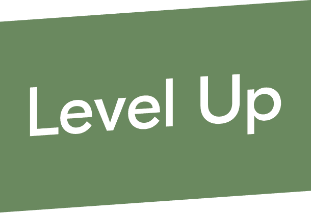 This is an image from Level Up Painting, located in New York. The logo for Level Up Painting features white text reading 'Level Up' on a tilted green rectangular background.