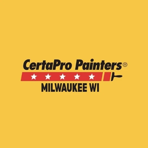 This is an image from CertaPro Painters of Milwaukee WI, located in Wisconsin. The logo for CertaPro Painters of Milwaukee WI features bold black and red text with a paint roller graphic and star accents on a yellow background representing the painting company brand.