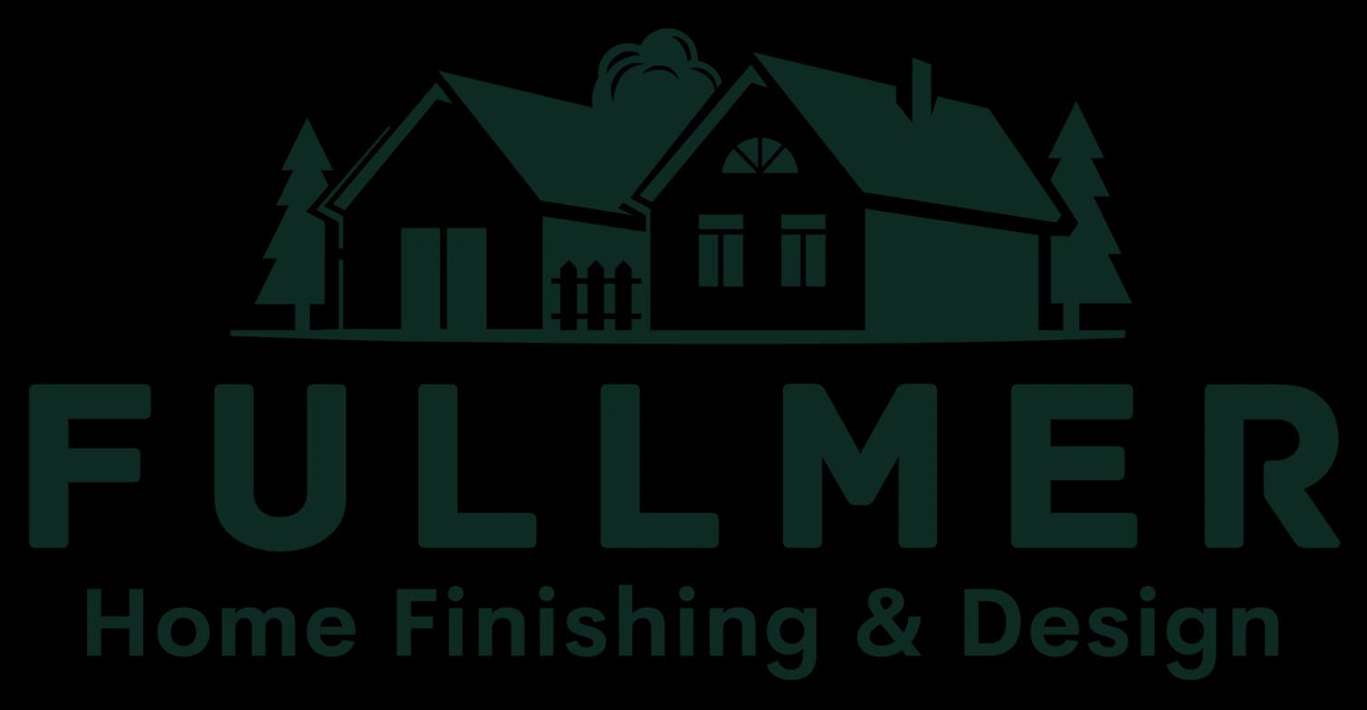 This is an image from Fullmer Home Finishing & Design, located in Pennsylvania. The logo for Fullmer Home Finishing & Design features a stylized home silhouette with trees above bold green text.