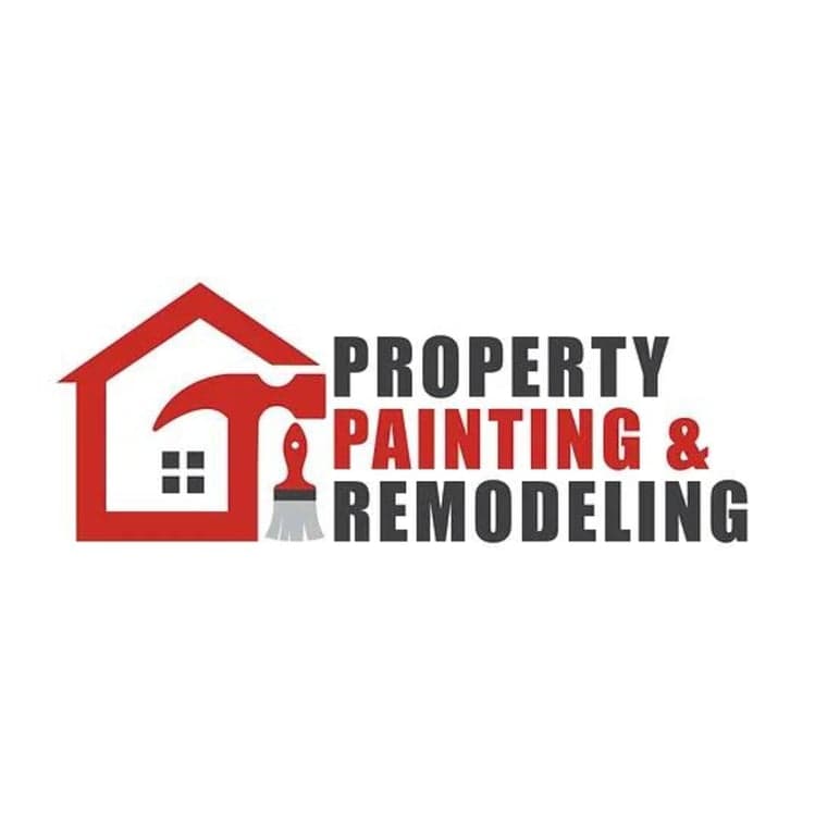"This is an image from Property Painting & Remodeling, located in Pennsylvania. The logo for Property Painting & Remodeling features a red house outline with a paint roller, brush icon, and bold black and red text.