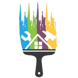 This is an image from Hearts & Hands Painting, located in Kentucky. The logo for Hearts & Hands Painting features a stylized paintbrush graphic with multicolored paint strokes representing craftsmanship and attention to detail.