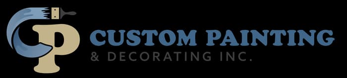 This is an image from Custom Painting & Decorating Inc, located in California. The logo for Custom Painting & Decorating Inc. features stylized gold and blue lettering with a paintbrush graphic integrated into the design, representing professional painting and decorating services.