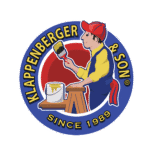 This is an image from Klappenberger & Son, located in Maryland. The logo for Klappenberger & Son shows a painter in a red cap holding a brush beside a paint can, framed by a circular blue and red emblem.