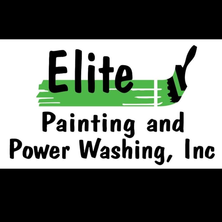 Logo of Elite Painting and Power Washing, Inc featuring a green paintbrush stroke with the company name in bold black text.