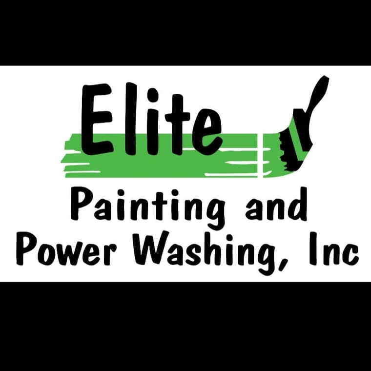 Logo of Elite Painting and Power Washing, Inc featuring a green paintbrush stroke with the company name in bold black text.
