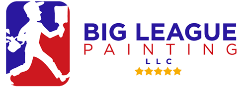 This is an image from Big League Painting LLC, located in Illinois. The logo for Big League Painting LLC features blue and red baseball-style graphics with bold blue and red company text and five gold stars underneath.