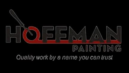 This is an image from Hoffman Painting, located in New York. The logo for Hoffman Painting features bold black and red lettering with a paint roller forming part of the letter 'H' and a red underline accent.