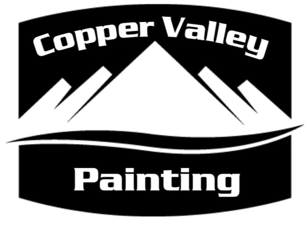 This is an image from Copper Valley Painting, located in Arizona. The logo for Copper Valley Painting features bold white text on a black background with a mountain-style graphic and curved accent line.