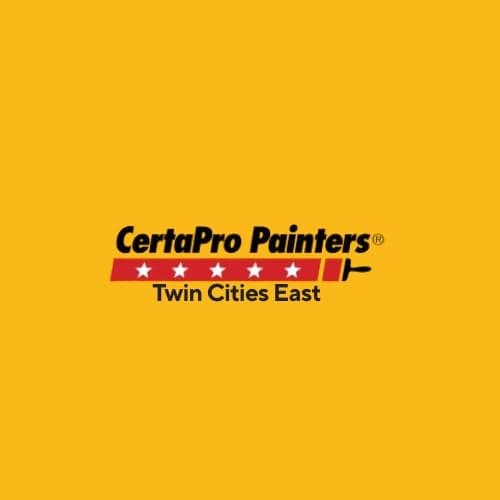 This is an image from CertaPro Painters Twin Cities East, located in Minnesota. The logo for CertaPro Painters Twin Cities East features black text with a red stripe, white stars, and a paintbrush graphic on a yellow background.