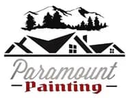 This is an image from Paramount Painting, located in New Hampshire. The logo for Paramount Painting features a mountain and roofline graphic with bold lettering that represents residential and commercial painting services.