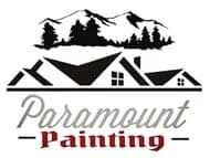 This is an image from Paramount Painting, located in New Hampshire. The logo for Paramount Painting features a mountain and roofline graphic with bold lettering that represents residential and commercial painting services.