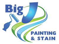 This is an image from Big J Painting LLC, located in Kentucky. The logo for Big J Painting LLC features a stylized blue and green paintbrush stroke forming the letter 'J' with dynamic curves representing professional painting services.