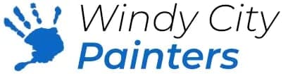 This is an image from Windy City Painters, located in Illinois. The logo for Windy City Painters features black and blue text with a blue handprint graphic.