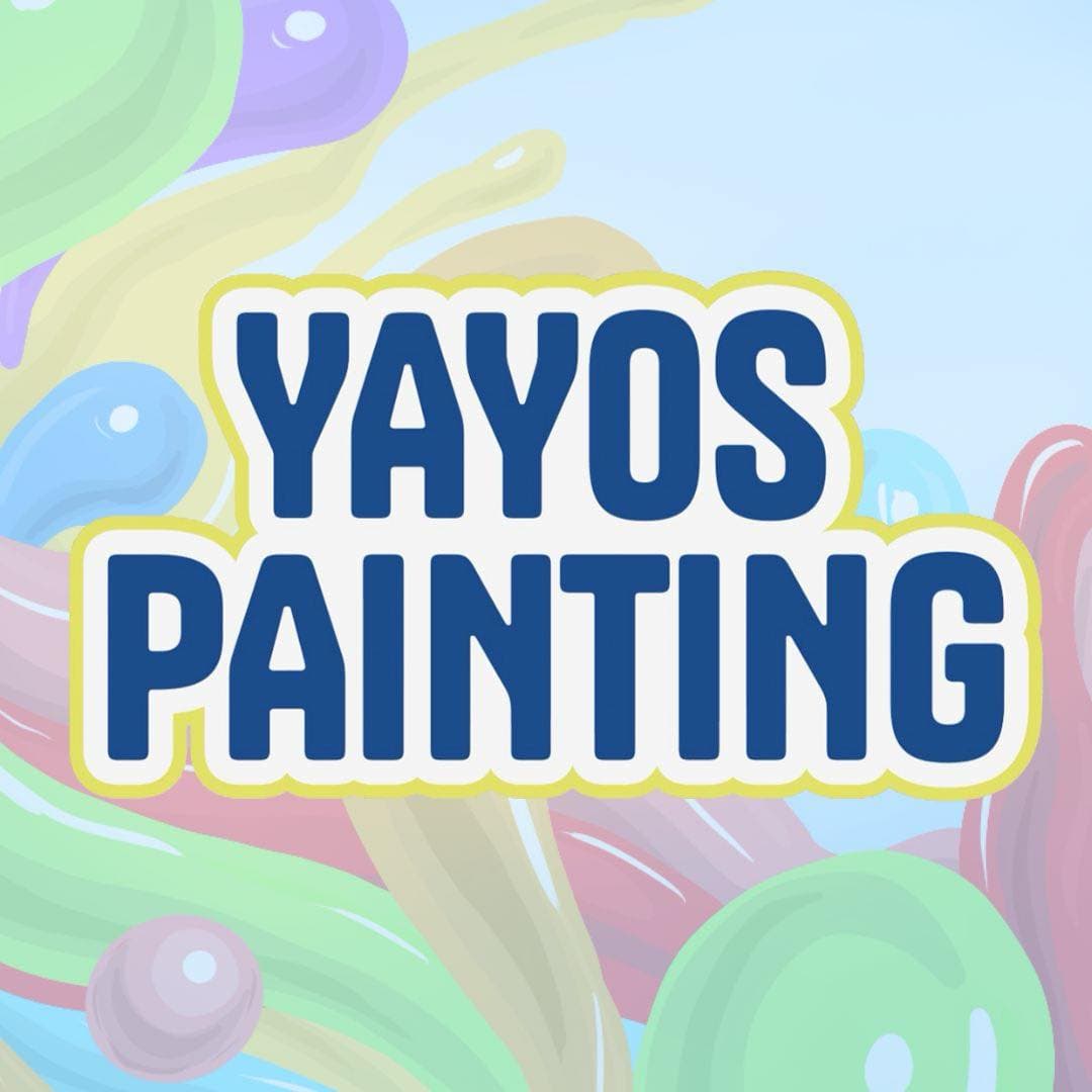 This is an image from Yayos Painting, located in Pennsylvania. The logo for Yayos Painting features bold blue text on a colorful abstract background with paint-like shapes.