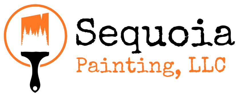 This is an image from Sequoia Painting, located in California. The image shows the logo for Sequoia Painting, LLC, featuring an orange circular emblem with stylized trees and bold orange text on a black background.