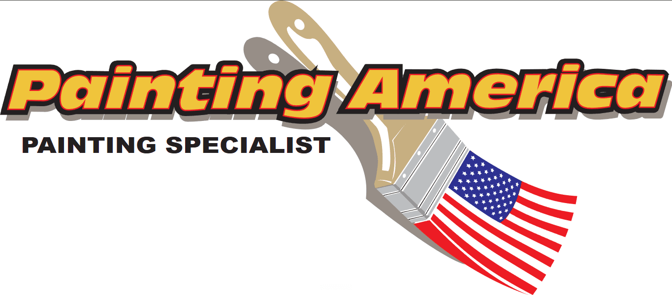 This is an image from Painting America Inc, located in Washington. The logo for Painting America Inc features bold yellow and red text with a paintbrush graphic forming an American flag design.