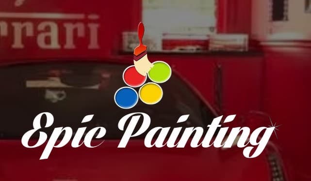 This is an image from Epic Painting, located in Massachusetts. The logo for Epic Painting features white script lettering with a colorful paintbrush and paint drop design over a red interior background.