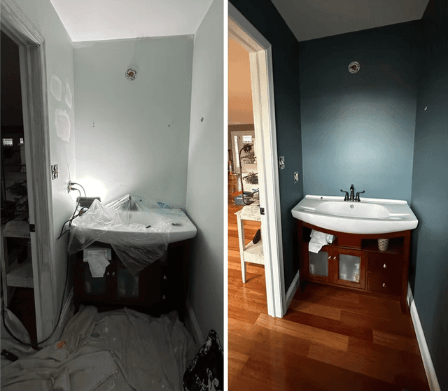 White Chooz Painters logo with blue background placeholder for paintig company logos