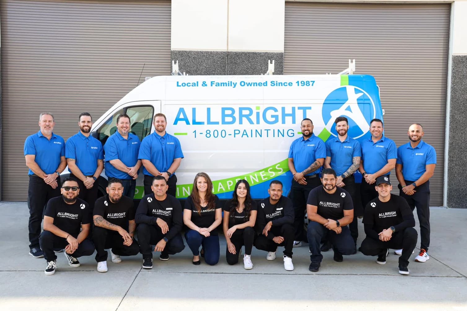 Group picture of workers at ALLBRiGHT Painting, located in California.