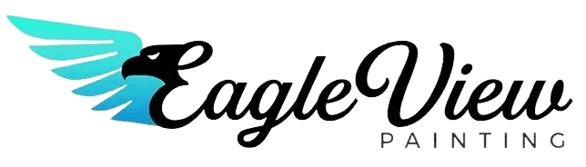 This is an image from Eagle View Painting, located in Maryland. The logo for Eagle View Painting features a stylized teal and blue eagle wing next to elegant black script text spelling the company name.