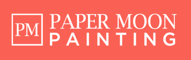 This is an image from Paper Moon Painting, located in Texas. The logo for Paper Moon Painting features a clean, modern design with the initials “PM” inside a square icon alongside bold white lettering on a coral background.