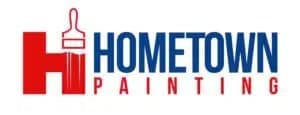 This is an image from Hometown Painting, located in Oklahoma. The logo for Hometown Painting features a bold red letter 'H' with a paintbrush incorporated into the design, alongside blue and red text spelling the company name.