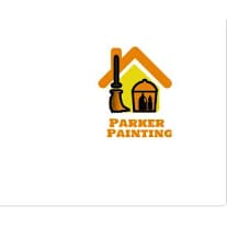 This is an image from Parker CO Painter, LLC company, located in Parker, CO The image is a Parker Painting company logo featuring an orange house outline with a paintbrush and paint bucket graphic inside