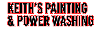 This is an image from Keith's Painting & Power Washing, located in New York. The logo for Keith's Painting & Power Washing features bold black text outlined in red with a clean, high-contrast design.