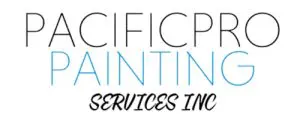 This is an image from Pacific Pro Painting Services Inc, located in Washington. The logo for Pacific Pro Painting Services Inc features thin modern lettering with light blue text and black script-style wording for the painting company.
