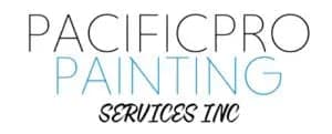 This is an image from Pacific Pro Painting Services Inc, located in Washington. The logo for Pacific Pro Painting Services Inc features thin modern lettering with light blue text and black script-style wording for the painting company.