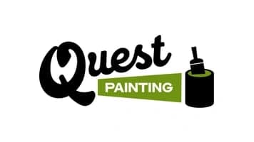 This is an image from Quest Painting, located in Nebraska. The logo for Quest Painting features black script lettering with a green painting label and a small paint can graphic.