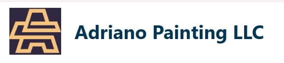 This is an image from Adriano Painting LLC, located in Michigan. The logo for Adriano Painting LLC features a stylized gold letter A emblem next to bold blue company text on a light background.
