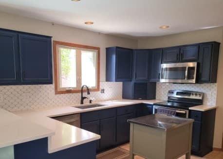 White Chooz Painters logo with blue background placeholder for paintig company logos