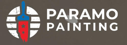 This is an image from Paramo Painting, located in Texas. The logo for Paramo Painting features a paintbrush icon with blue and red colors and white stars.