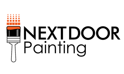 This is an image from Next Door Painting, located in Texas. The logo for Next Door Painting features a black paintbrush icon with orange bristles next to the company name in bold black text.