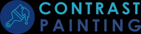 This is an image from Contrast Painting, located in North Carolina. The logo for Contrast Painting features a blue circular icon with a paintbrush illustration beside bold teal and navy text.