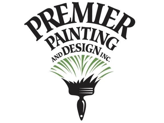 This is an image from Premier Painting and Design Inc, located in Illinois. The logo for Premier Painting and Design Inc features arched black text above a paintbrush graphic with green brush strokes.