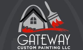 This is an image from Gateway Custom Painting LLC, located in Missouri. The logo for Gateway Custom Painting LLC features a stylized house graphic with paint strokes and flames, paired with bold white text on a dark background representing professional residential and commercial painting services.