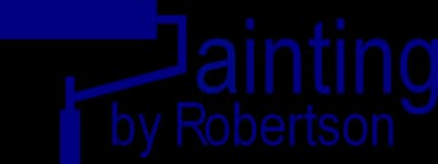 This is an image from Painting by Robertson, located in California. The image shows the Painting by Robertson logo featuring a stylized paint roller icon with clean blue typography.