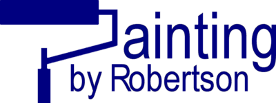 This is an image from Painting by Robertson, located in California. The image shows the Painting by Robertson logo featuring a stylized paint roller icon with clean blue typography.