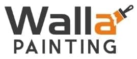 This is an image from Walla Painting, located in Indiana. The logo for Walla Painting features bold black lettering with an orange paint roller graphic, representing professional residential and commercial painting services.