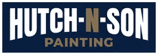 "This is an image from Hutch-N-Son Painting & Drywall, located in Texas. The logo for Hutch-N-Son Painting & Drywall features bold white and gold lettering on a dark blue background."
