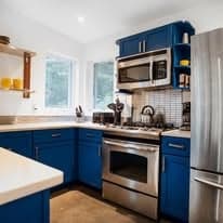 White Chooz Painters logo with blue background placeholder for paintig company logos