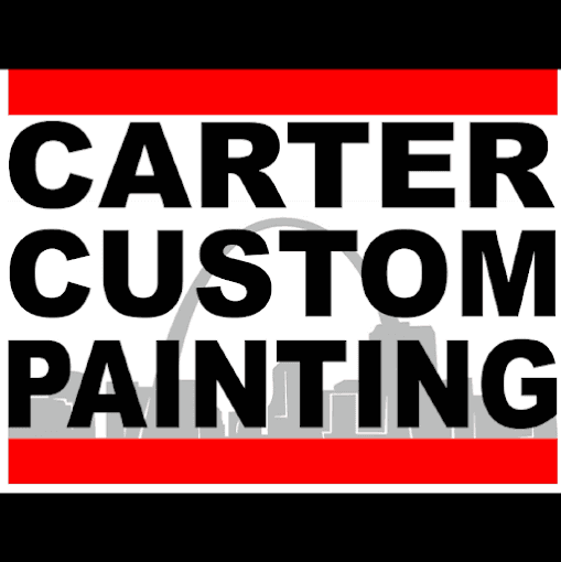 This is an image from Carter Custom Painting, located in Missouri. The logo for Carter Custom Painting features bold black text on a white background with red borders.
