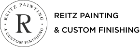 This is an image from Reitz Painting, located in Pennsylvania. The logo for Reitz Painting features a circular black emblem with a large letter R and custom refinishing text around the border.