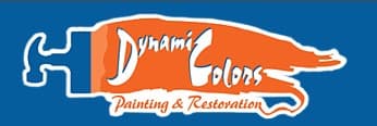 This is an image from Dynamic Colors Painting & Restoration, located in Illinois. The logo for Dynamic Colors Painting & Restoration features white and orange text over a blue background with an orange paintbrush graphic.