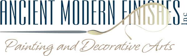 This is an image fromAncient Modern Finishes company, located in Bonita Springs, FL. The image is a Ancient Modern Finishes logo with stylized text and arch design