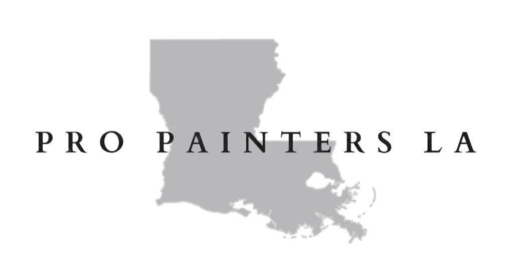 This is an image from Pro Painters LA, located in Louisiana. The logo for Pro Painters LA features the outline of the state of Louisiana in gray with the company name written in bold black capital letters across the center.