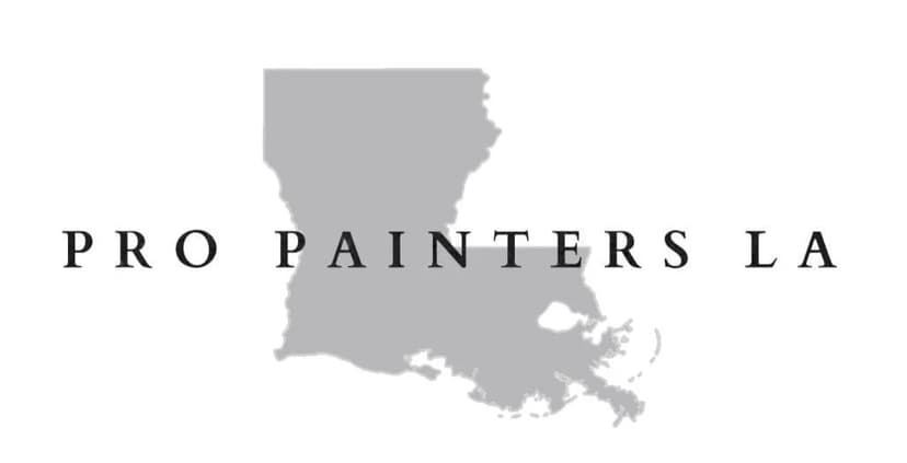 This is an image from Pro Painters LA, located in Louisiana. The logo for Pro Painters LA features the outline of the state of Louisiana in gray with the company name written in bold black capital letters across the center.